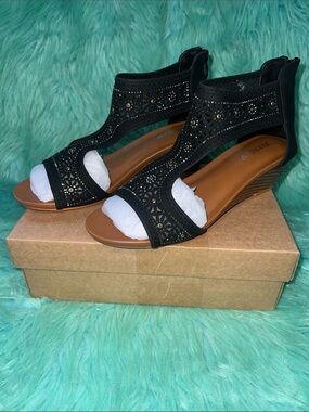 XIANGLV Women's Slide Wedge Sandal Open Toe High Heel Zipper Back Platform W9
